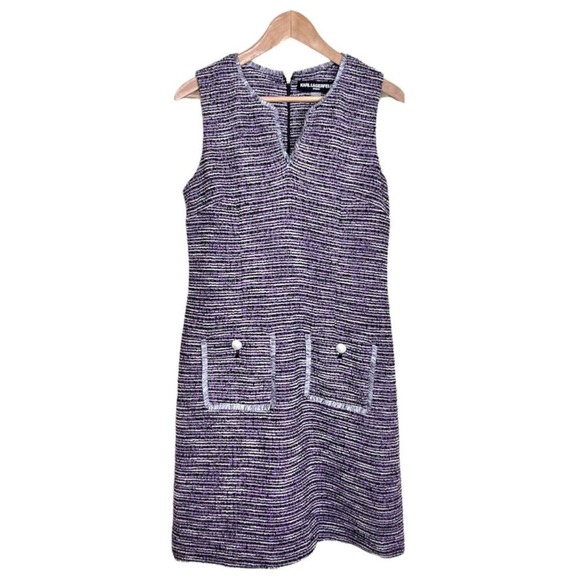 Karl LagerfeldTweed Sheath Dress Womens size10 Purple Mini Sleeveless EUC - Picture 5 of 12